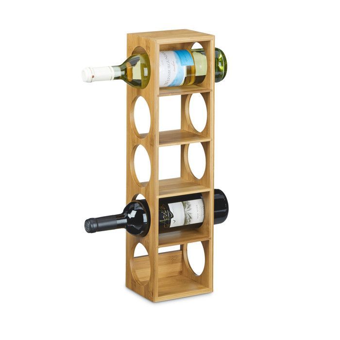 Étagère à vin - Relaxdays - Bambou - 5 emplacements - 53 x 14 x 12 cm - Marron clair