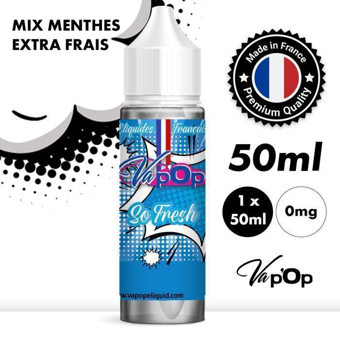 E-liquid for Electronic Cigarettes - Extra Fresh Mint Mix Flavor - 50ml - Nicotine Free (0mg) - 50PG/50VG - French Vape