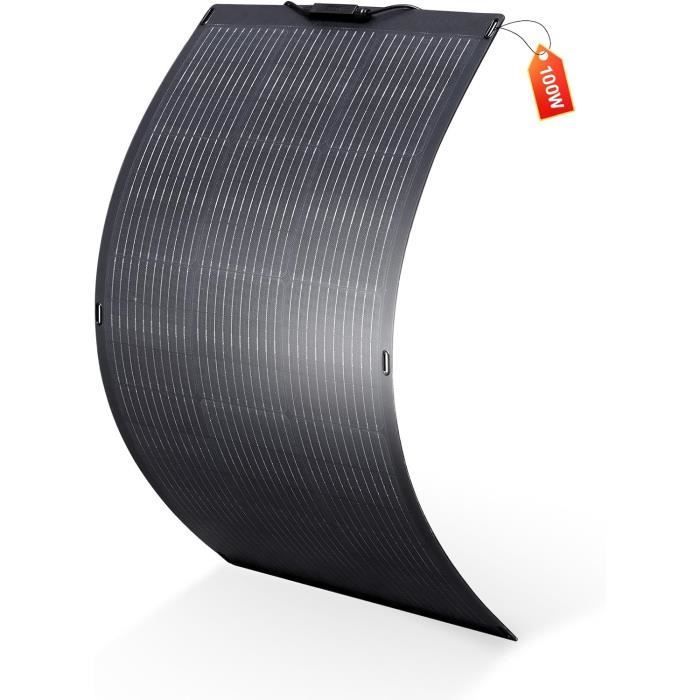 Panel solar flexible monocristalino ETFE ALLPOWERS de 100 W, IP68, 12/24 V, 106 × 65 cm, ultraligero y curvado.