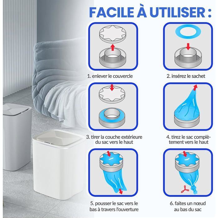 Paquete de recambios para cubo de pañales de 12 piezas, bolsas de pañales a prueba de olores de gran capacidad y recambios, compatibles con