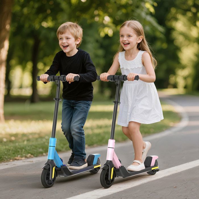 Q1 El-løbehjul til børn - 150W - 10 km/t - 9 km rækkevidde - Farverige neonlys - Sort
