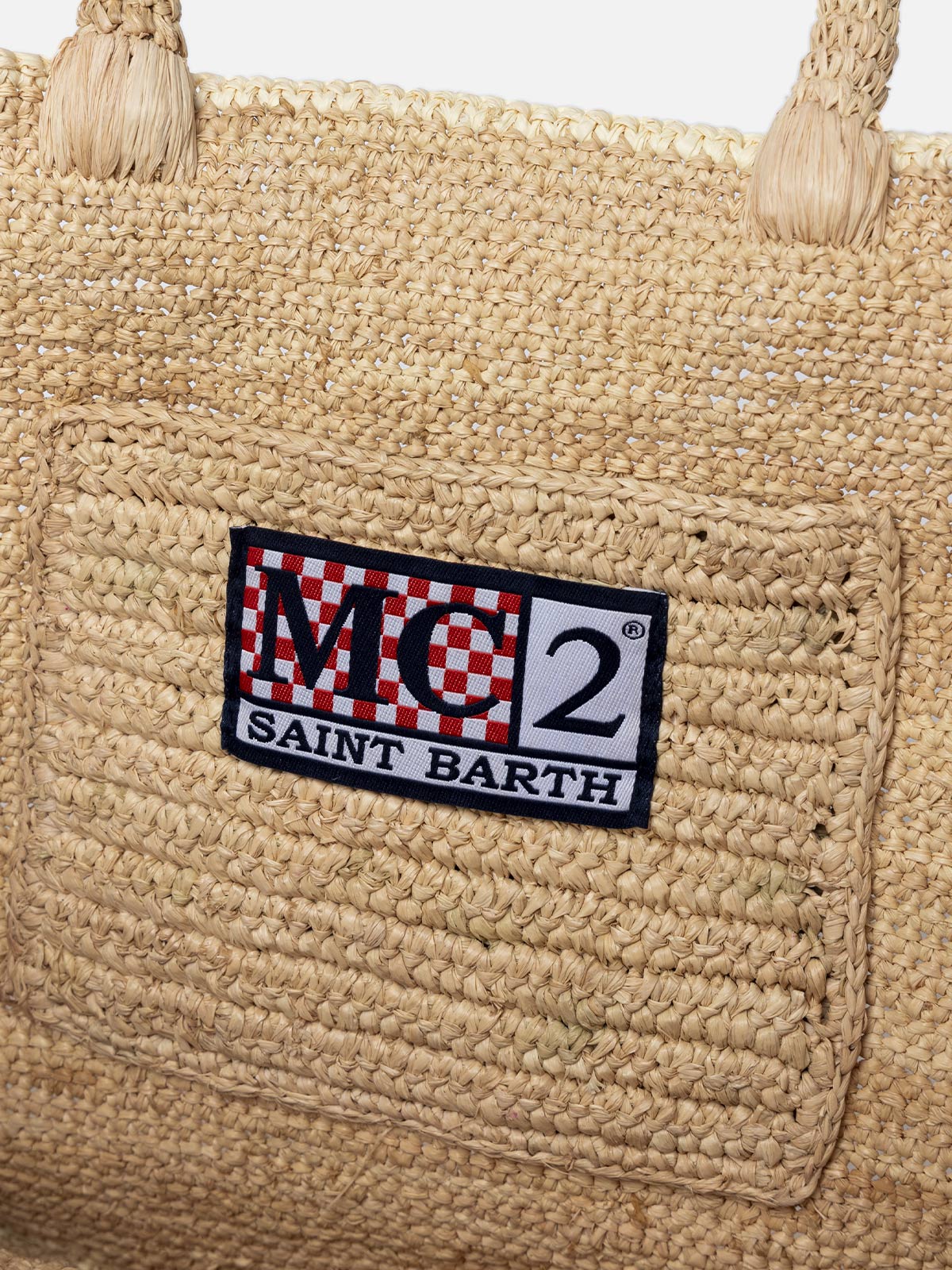 Colette Raffia-Handtasche – Naturbeige mit Saint Barth Logo-Stickerei und Reißverschlusstasche | MC2 Saint Barth