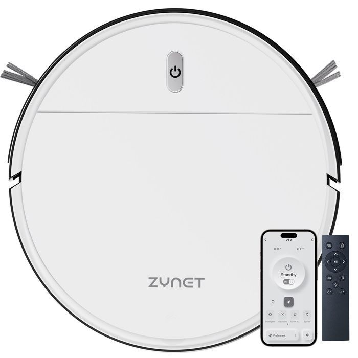 Zynet D6 Robot Vacuum Cleaner 3000Pa/150+Min, 5 Modes, Auto Recharge, APP/WiFi/Alexa/Siri Control, Pet Hair and Carpets