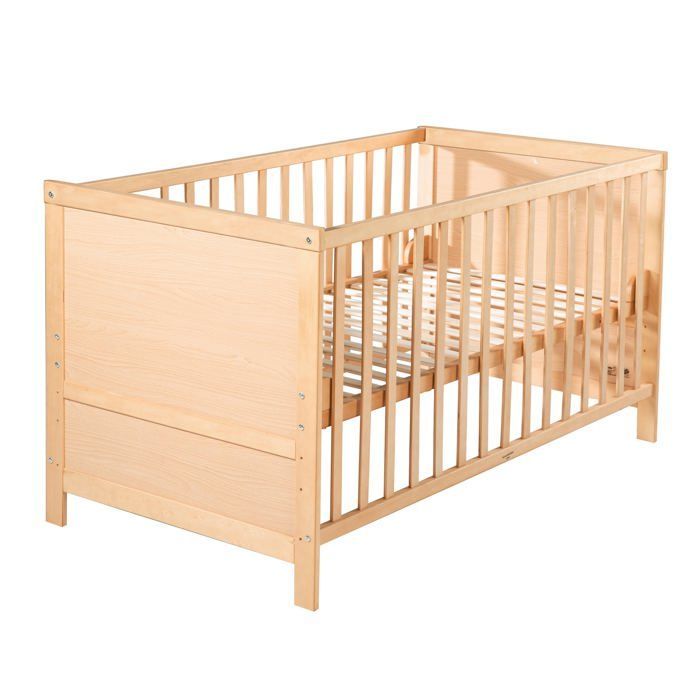 Umbaubares Babybett 70x140 - ROBA - Höhenverstellbar - 3 abnehmbare Gitterstäbe - Inkl. Eckverbinder - Naturholz