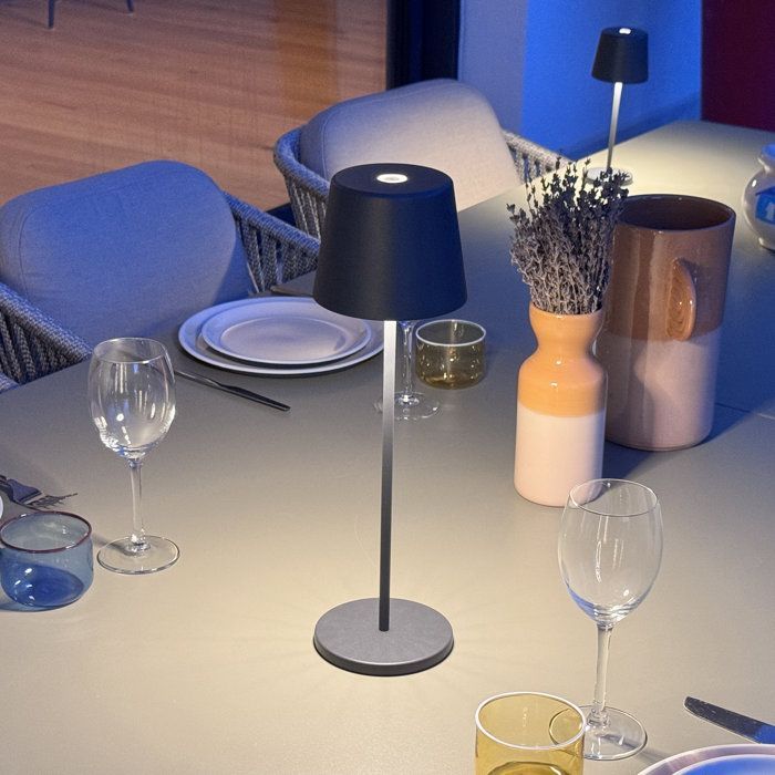 Lampe de table sans fil - LUMISKY - KELLY ROCK - Aluminium gris - LED blanc dimmable - Rechargeable - H38 cm