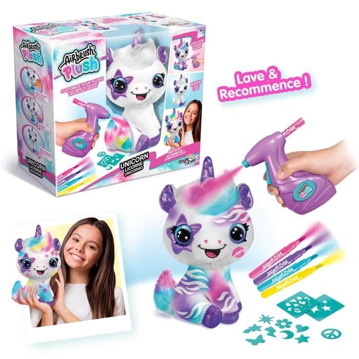 Peluche à personnaliser Licorne - Airbrush électrique avec pochoirs et feutres Canal Toys