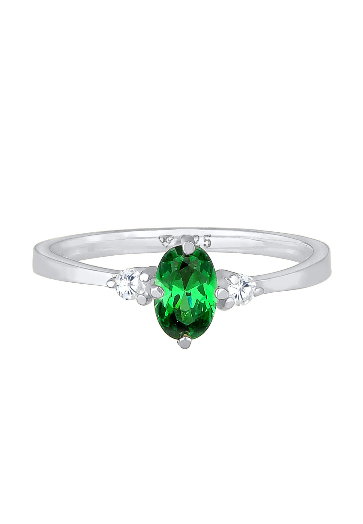 Elli Femmes Bande Élégant avec Cristaux de Zirconium Vert en Argent Sterling 925