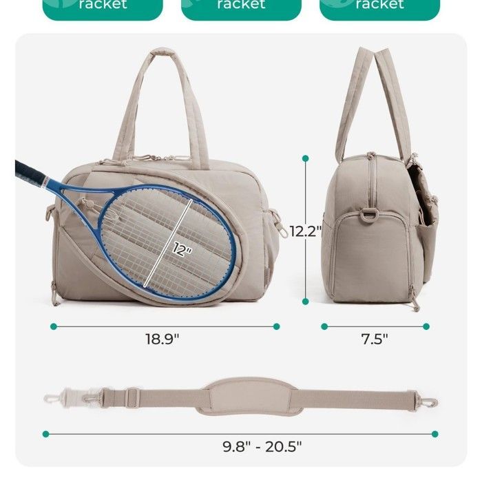 XJYDNCG Sac de Tennis Multifonctionnel pour Raquettes, Sac a Main Sportif Léger pour Hommes et Femmes - Noir