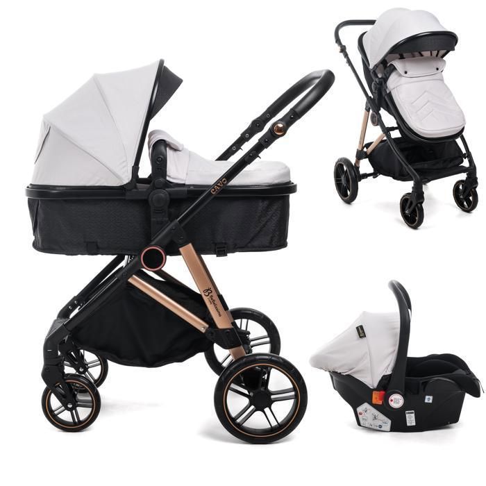 BEBELISSIMO - Sistema di viaggio 3 in 1 - Seggiolino auto CAVO 0+ - Navicella - Dalla nascita - Fino a 22 kg - Beige