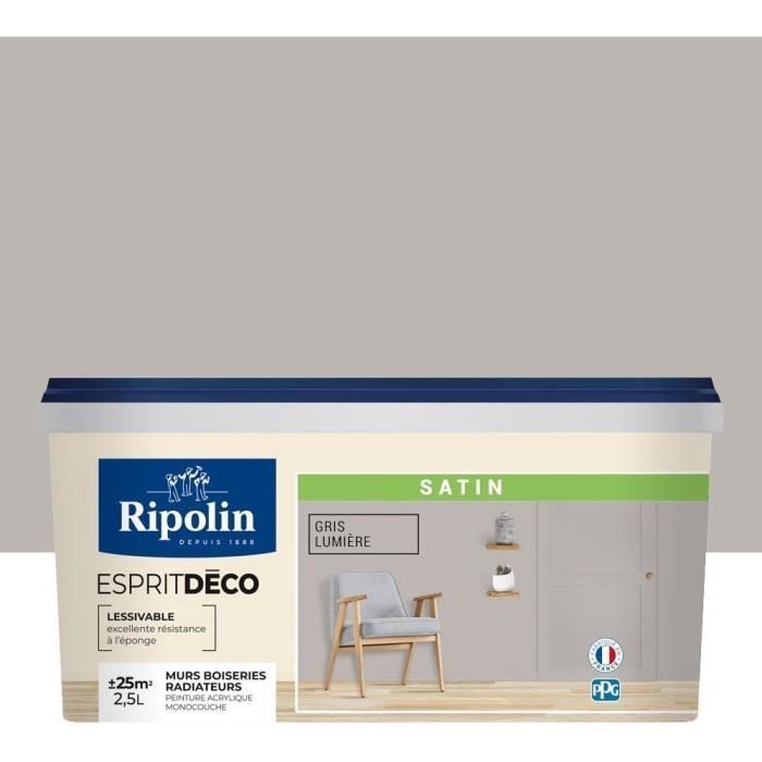 2.5L Ripolin Satin Light Grey Interior Wall Paint