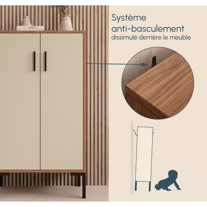 Aparador bajo - DISEÑO DE MUEBLES - Lander L17 - 2 puertas - Melamina - Multicolor