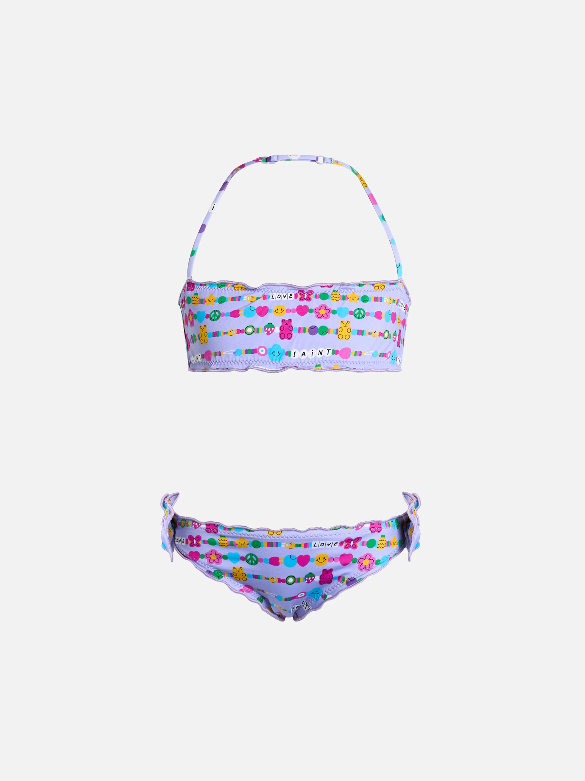 Emy klassieke bandeau bikini voor meisjes met armbandprint