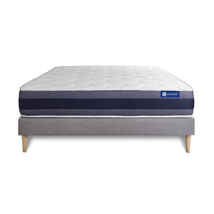 Mattress and bed base set 180x200 cm - Grey bed base (assembly required) - Actimemo Morpho