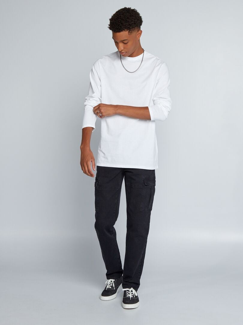 Spodnie jeansowe Slim Fit Multi-Pocket - 36L - CZARNE