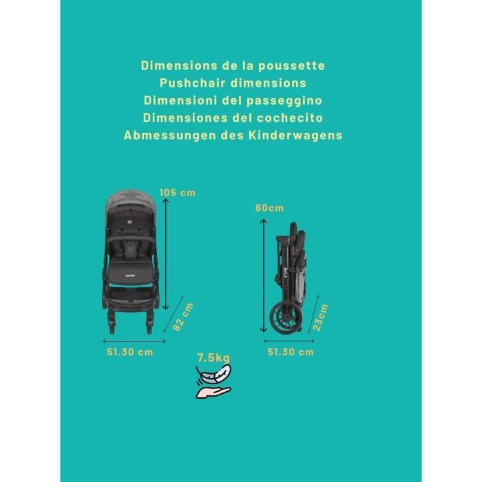 NANIA - Poussette combinée 2-en-1 avec siège auto Rimini - MYLA - 4 roues - Noir