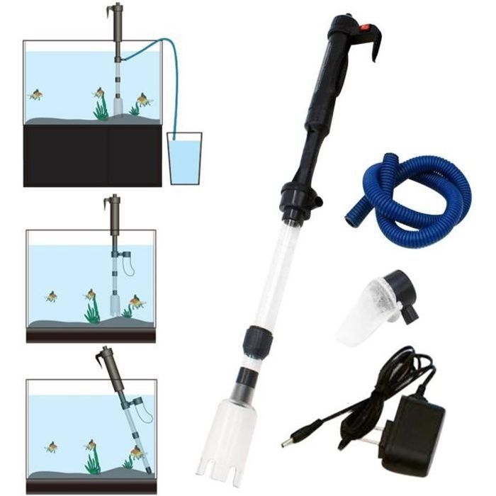 Aquarium, elektrische aquariumstofzuiger met ergonomische handgreep, werkt met een sifon, voor thuisgebruik - EU-type