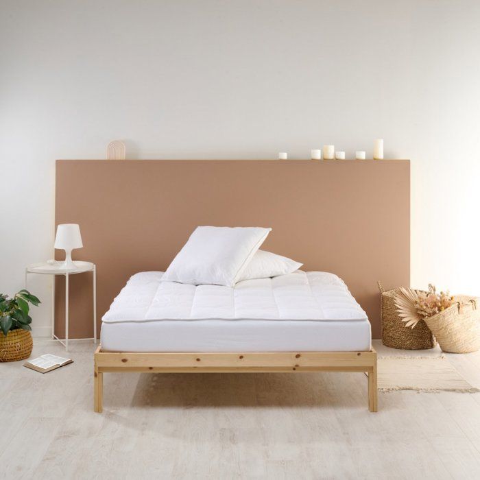 Matratzenauflage 90 x 190 cm, weich wie eine Bettdecke – Bezug aus 100 % Baumwolle – BLAU CALIN