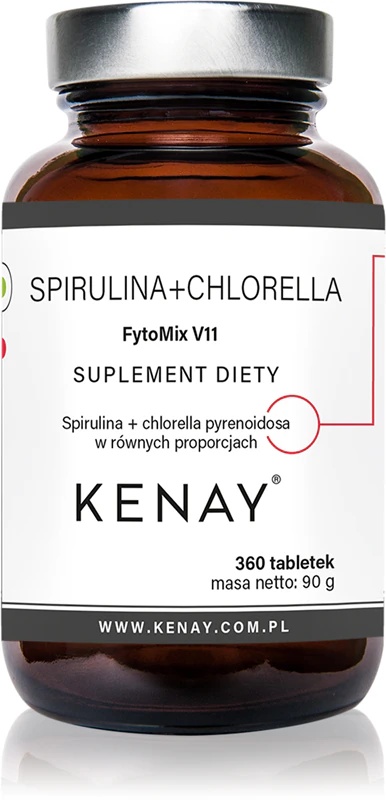 Kenay Spirulina + Chlorella Fytomix V11 maisto papildo tabletės su antioksidaciniu poveikiu