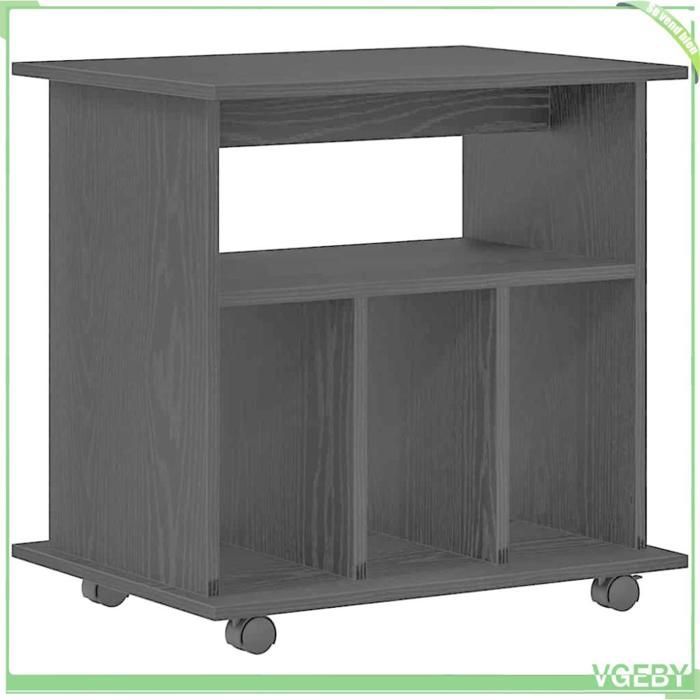 Cabinet roulant - Chêne noir - 60 x 45 x 55 cm - Bois d'ingénierie - 4 étagères