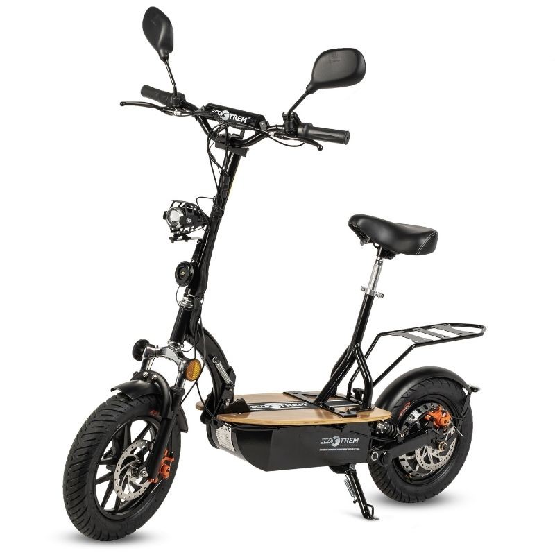 Patinete elétrico Renton 1200W, dobrável e com assento, preto.
