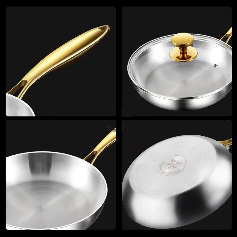 Poêle à frire en acier inoxydable 316, wok, antiadhésif, pour la cuisson de steaks frits, compatible avec les plaques à gaz et à induction, casserole, ustensiles de cuisine.