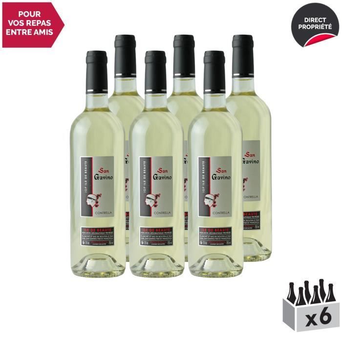 Ile de Beauté Contrella Blanc 2019 - Lote de 6x75cl - Domaine San Gavino - Vino blanco IGP de Córcega - variedad de uva Vermentino