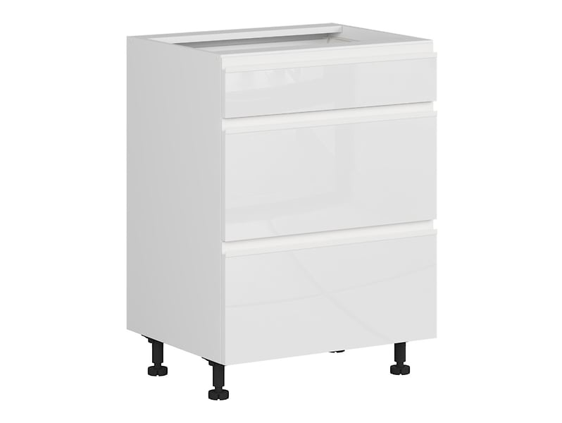 Szafka kuchenna dolna Sole 60 cm z szufladami cichy domyk biały połysk