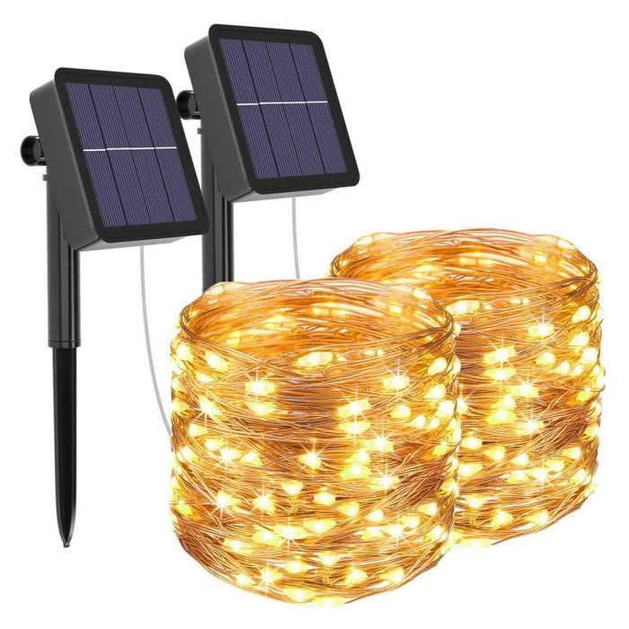 Tikawi x2 Solar en waterdichte buitenverlichting [Tuin, terras, huis, kerst, bruiloft decoratie] [10m] [100 LED's]