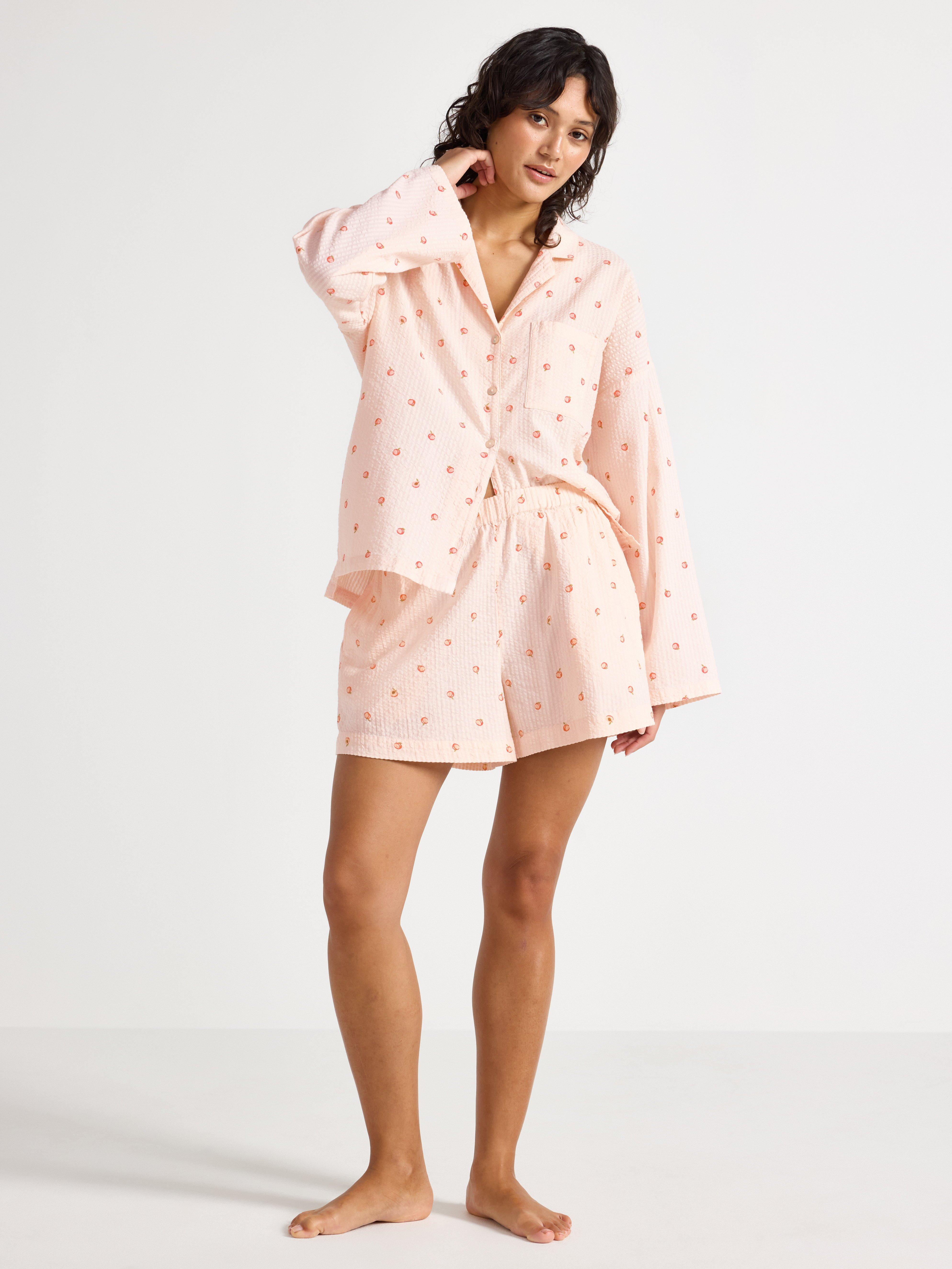 Pyjamasshorts i beek wave-farget lilla