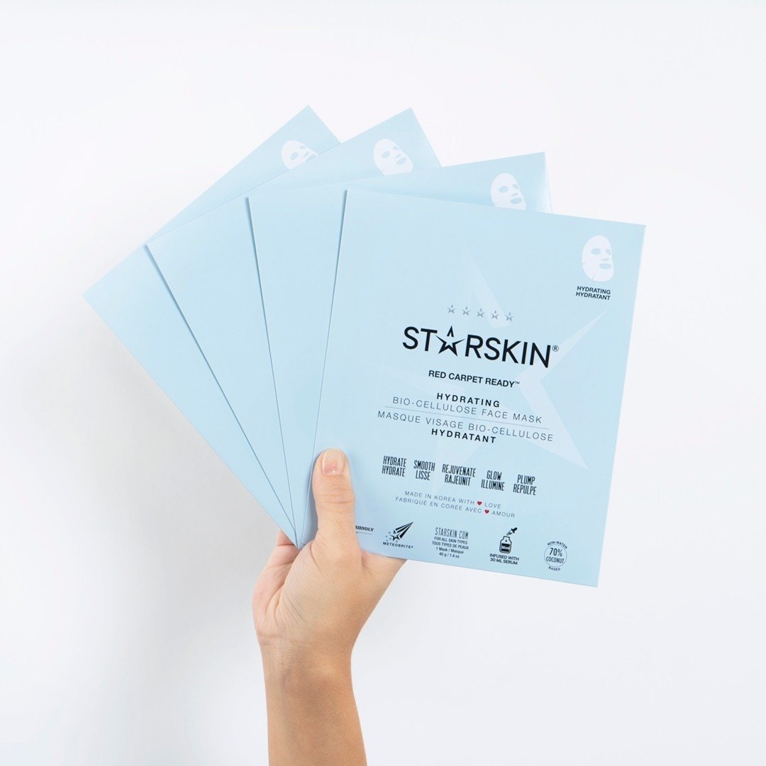 STARSKIN® drėkinamoji lakštinė veido kaukė „Red Carpet Ready™“ su bioceliuliozės ekstraktu – 30 ml