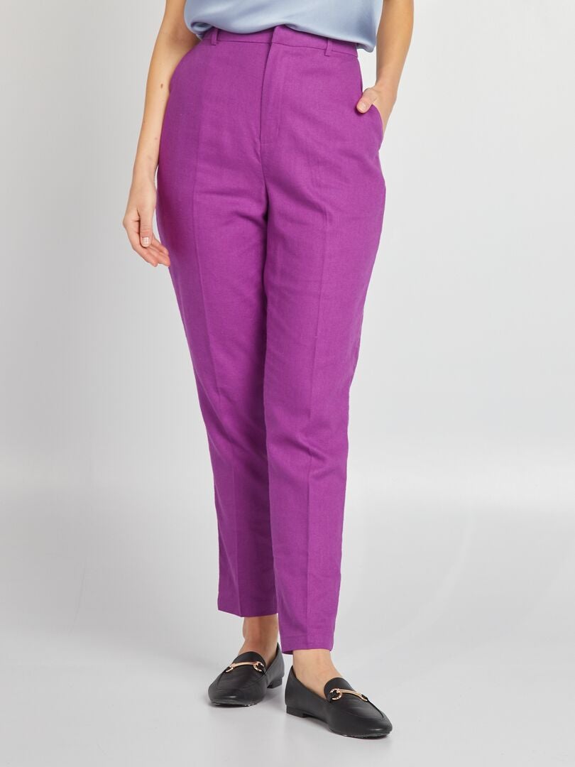 Pantalones de lino - MORADO