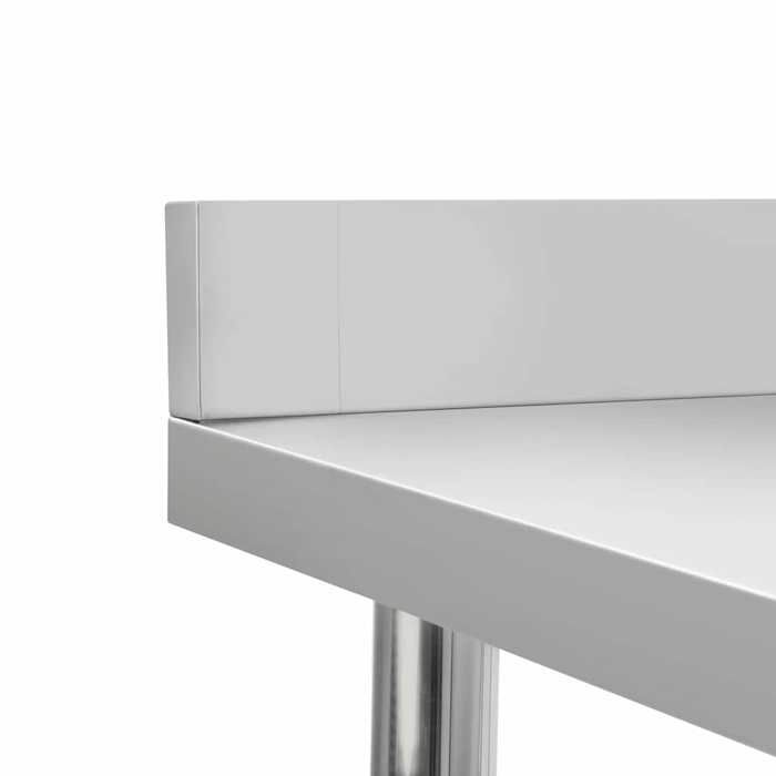 Mesa de trabajo de cocina vidaXL con protector contra salpicaduras, ideal para restaurantes, bares, escuelas, garajes y espacios comerciales (51191)
