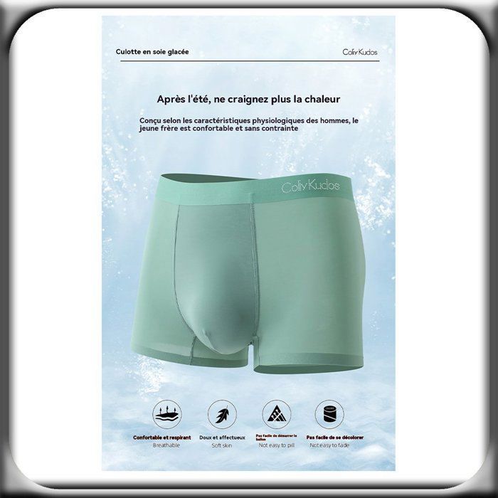 Lot de 3 Boxer Homme Coton, Caleçon uni Naturel et Hypoallergénique XD1089 GrisclairVertBleu