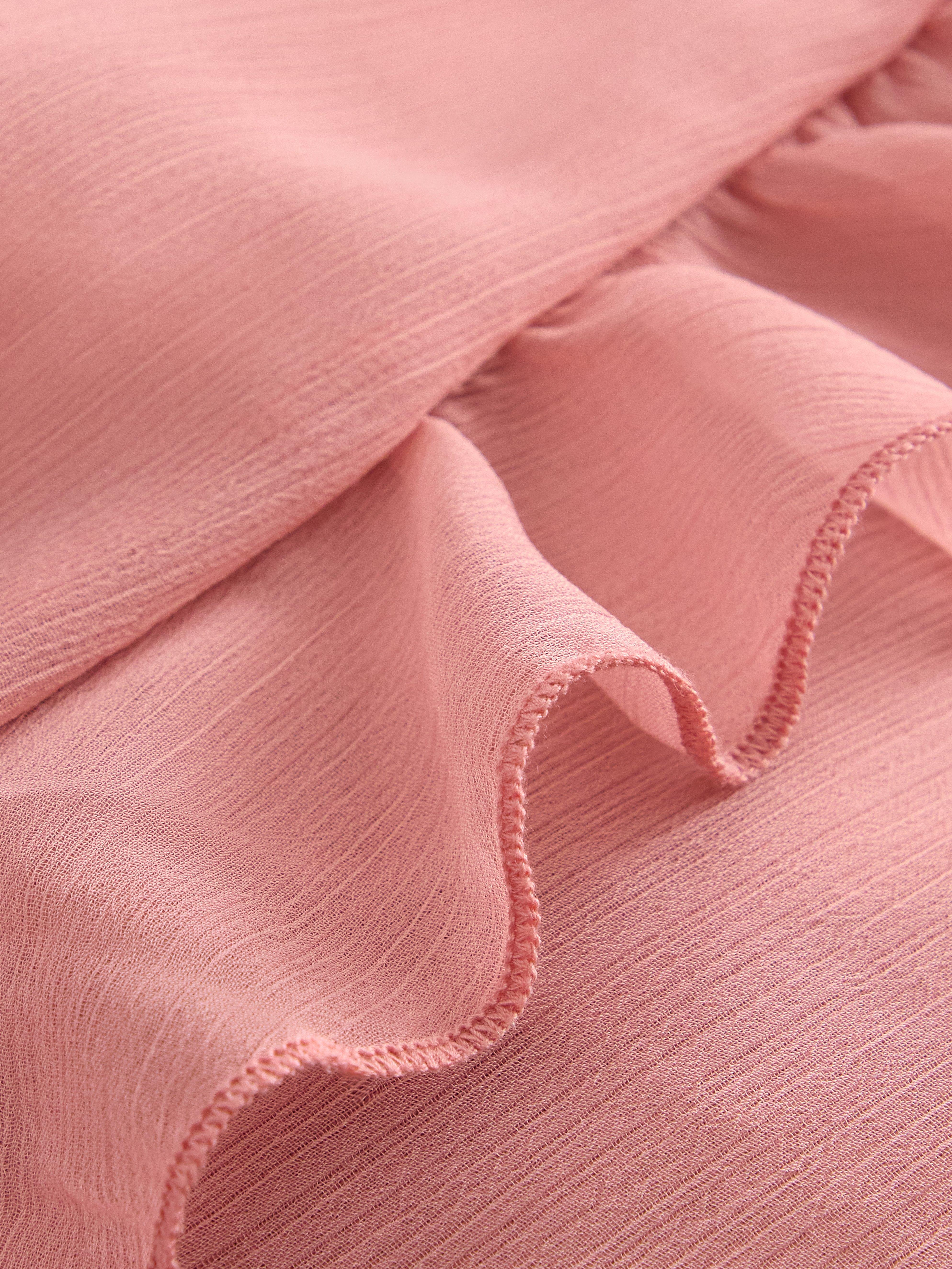 Blus med volanger Dusty Pink