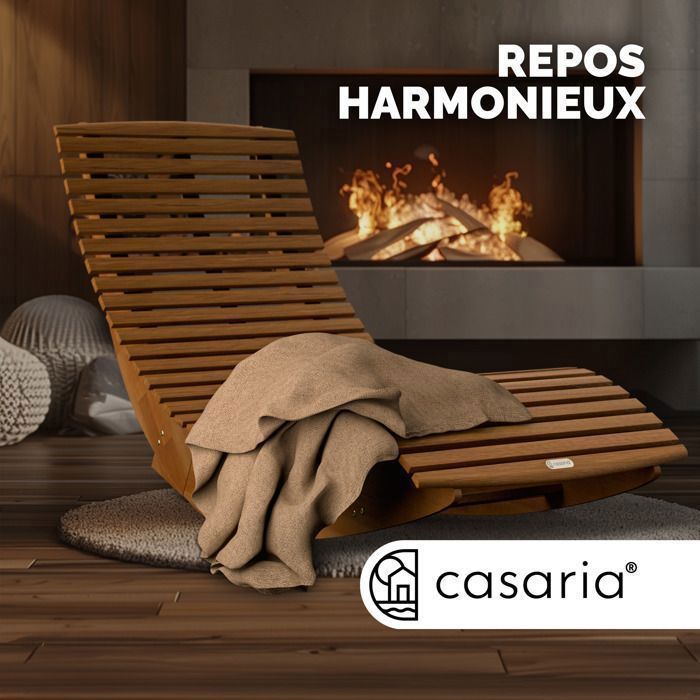 CASARIA® Folding Rocking Chaise Lounge in FSC-Certified Acacia Wood, Ergonomic Sun Lounger for Garden and Sauna