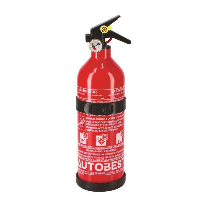 Extintor de polvo clase ABC de 1 kg con manómetro - AUTOBEST