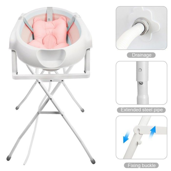 Baignoire pour bébé avec support  - XUANYU - Baignoire Ergonomique pour Bébé avec Support - Maximum 10 Kg - Rose