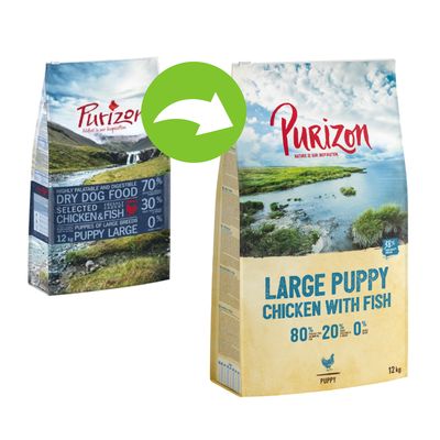 Purizon Welpenfutter für große Hunderassen – Getreidefrei mit Huhn und Fisch