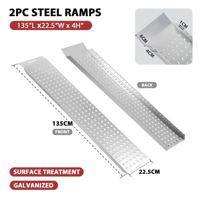 Rampa de carga Yaskilosiu 2x, rampa de acceso de 135 cm para motocicletas y vehículos de hasta 400 kg (par) RAMPA DE CARGA