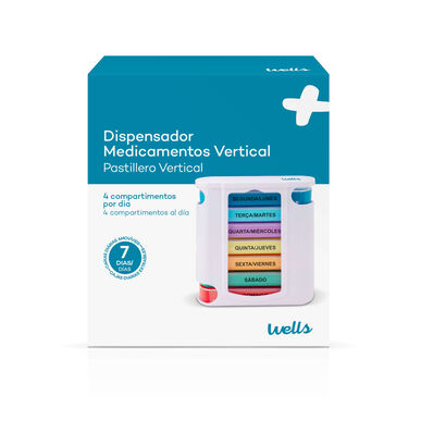 Dispensador vertical de medicamentos Wells, pastillero semanal, 1 unidad, 1 unidad