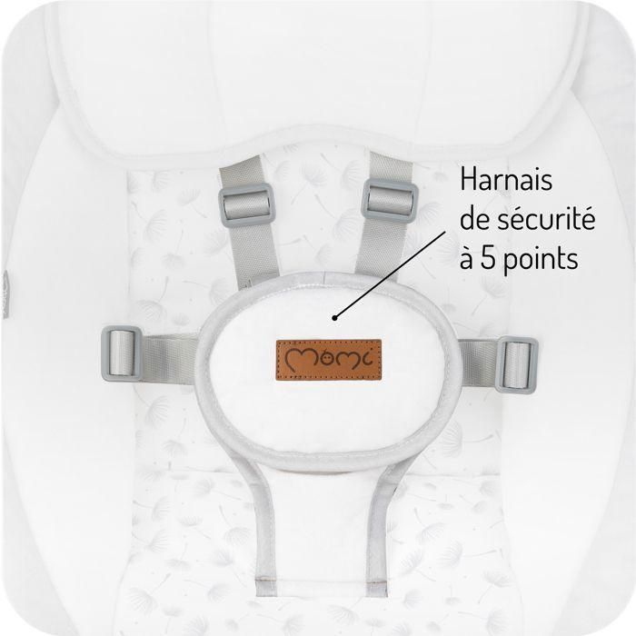 MoMi KENANI – Balancelle Bébé Électrique – Bluetooth – Télécommande – Moustiquaire – 5 Vitesses – Gris Clair