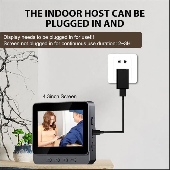 Sonnette sans Fil Exterieur Etanche avec écran IPS de 4.3 1080P Sonnette sans Fil avec Camera IP69 Visiophone Audio Bidirectionnel