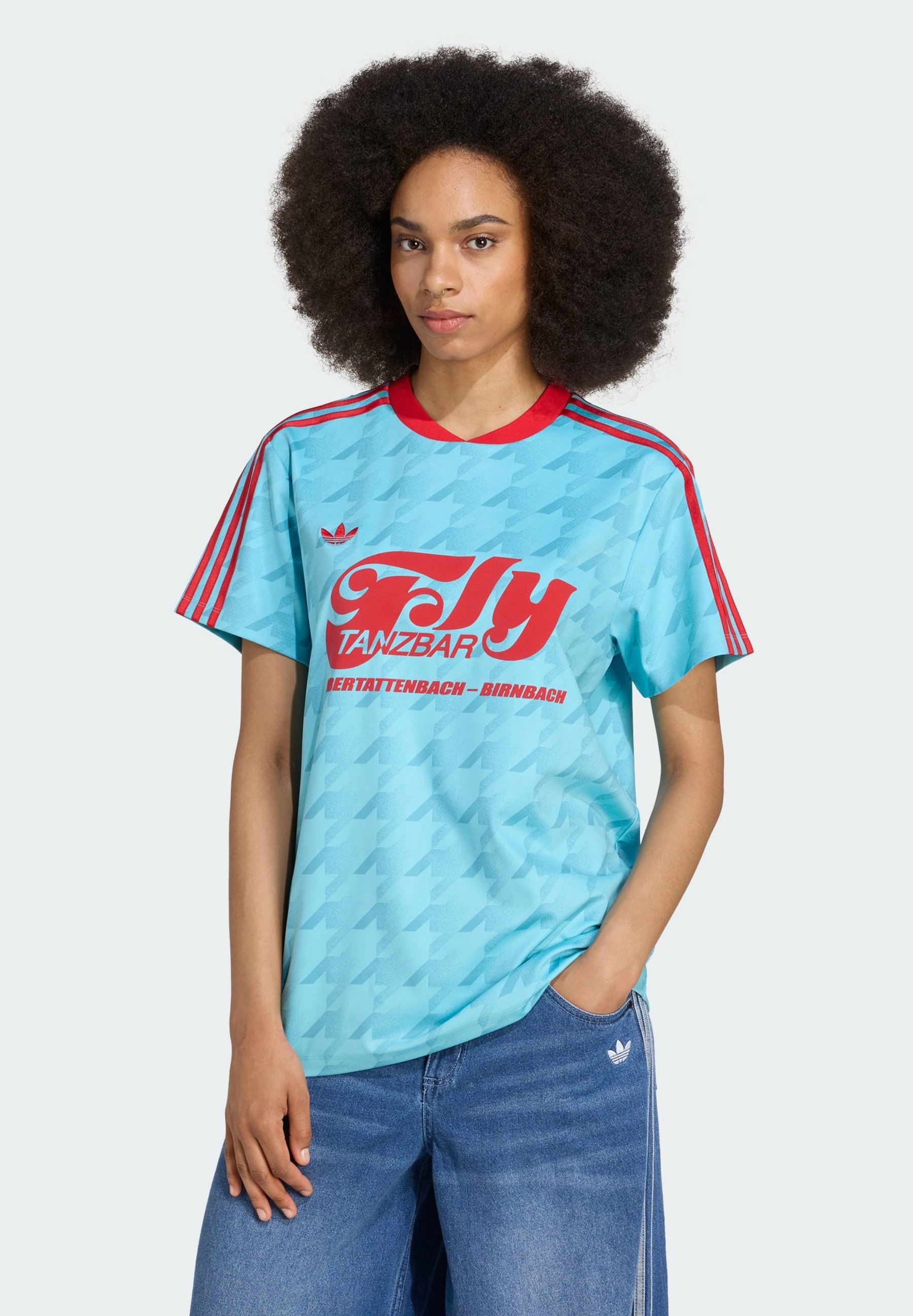 adidas Originals FOOTIE - T-shirt imprimé - bleu phosphorescent