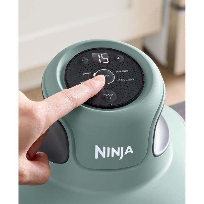 NINJA Tragbare Heißluftfritteuse – CRISPI – 1,4-l- und 3,8-l-Behälter – 4 voreingestellte Programme – 1700 W – Salbei
