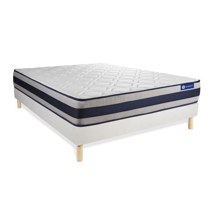 Conjunto de colchón y base de cama de 140x200 cm - Base de cama blanca (requiere montaje) - Actiflex Ergo