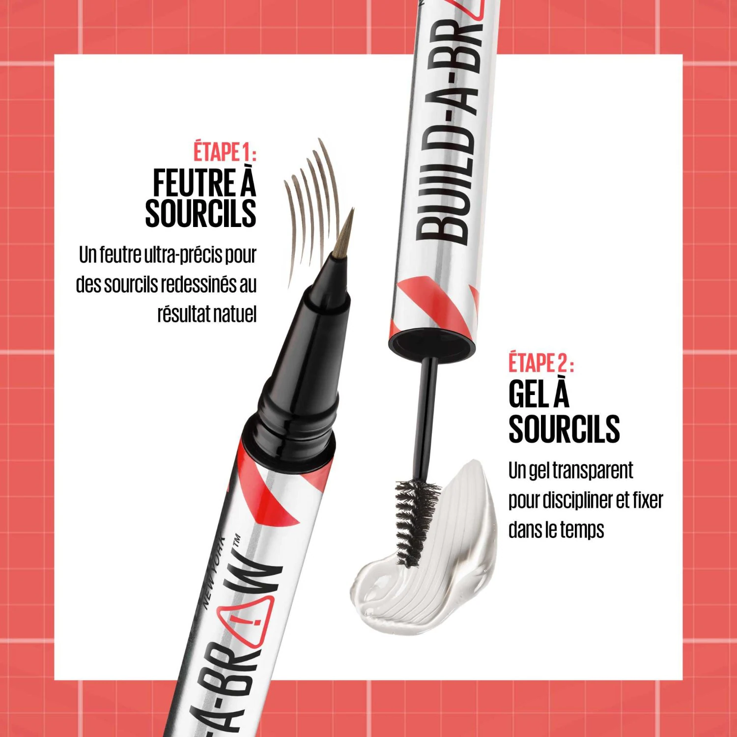Maybelline Feutre et gel à sourcils 2-en-1 Marron Foncé