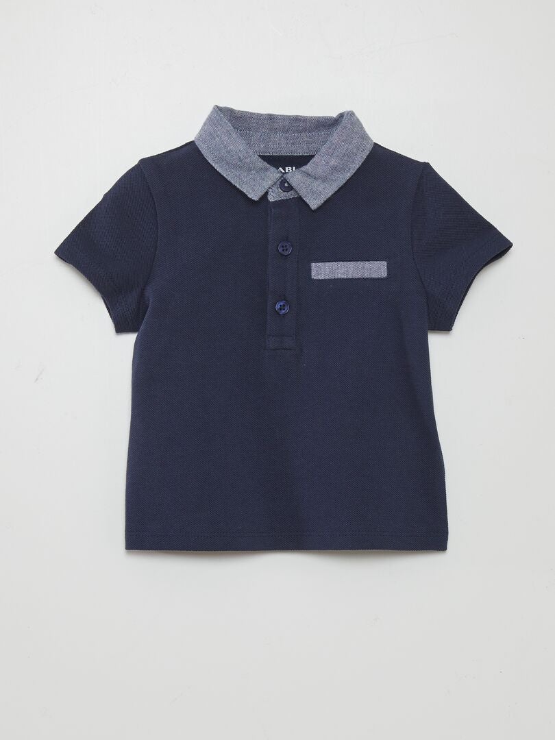 Effen poloshirt - ZWART