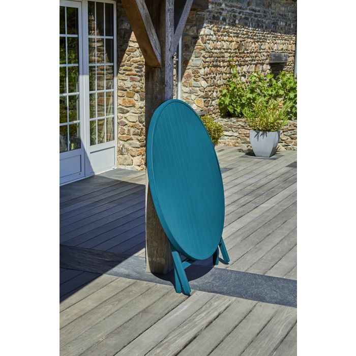 MARIUS 110 cm 4-persoons eethoek in eendenblauw aluminium