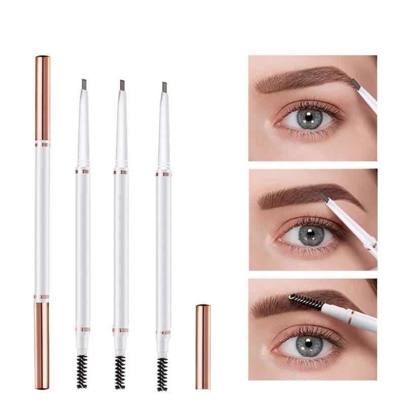 1 stuk ultradunne driehoekige wenkbrauwpotlood, waterdicht, smudge-effect, wenkbrauwpen, tattoo-cosmetica, donkerbruin/grijs, wenkbrauwmake-up