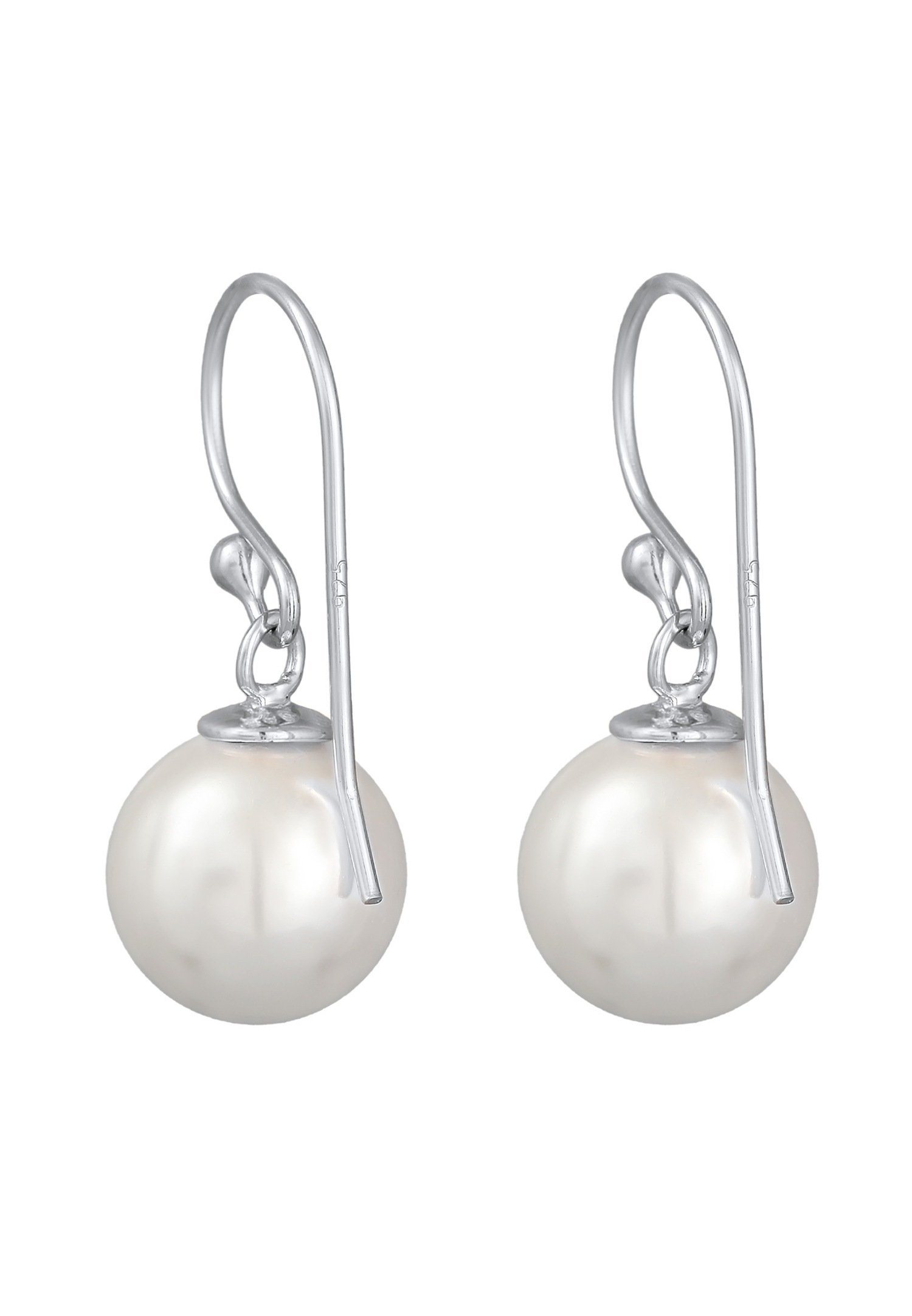 Elli Femmes pendentif d'oreilles classiques avec perles de coquillage en argent sterling 925